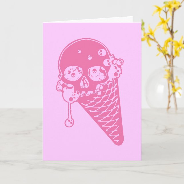 Rosa Evil Ice Cream Cone-kort Kort (Gul blomma)