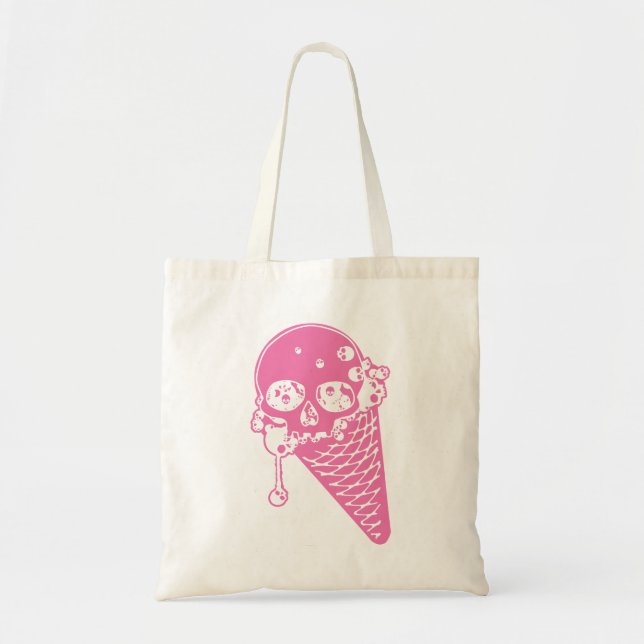 Rosa Evil Ice Cream Cone Tote Bag Tygkasse (Framsidan)