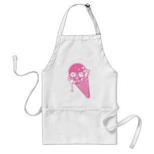 Rosa Evil Ice Cream Cone Vuxen Apron Förkläde