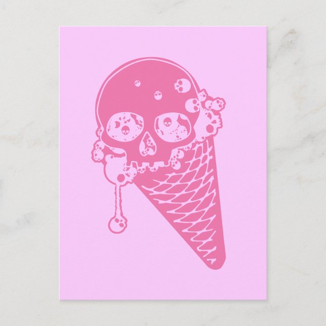 Rosa Evil Ice Cream Cone-vykort Vykort (Framsida)