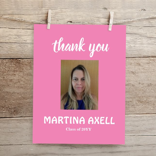 Rosa examens tackfoto postkort vykort (Skapare uppladdad)