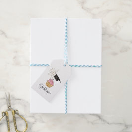 Rosa examenscupcake examen presentetikett