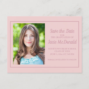 Rosa examensfirande Save the Date Meddelande Vykort