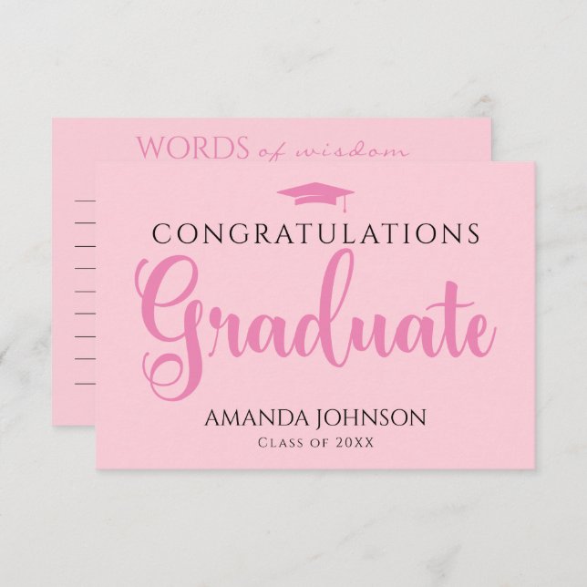 Rosa examensord Examensvisdom Tilläggskort (Fram/baksida)