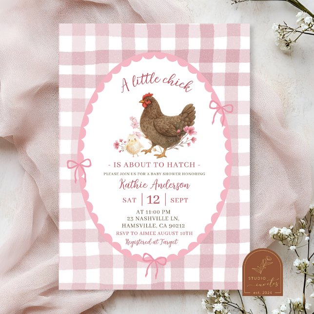 Rosa excentrisk handritad chic baby shower inbjudningar (Skapare uppladdad)