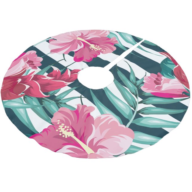 Rosa Exotic Flowers (strandade) Julgransmatta Borstad Polyester (Vinklad)