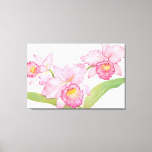 Rosa Exotic Watercolor Flowers Canvastryck