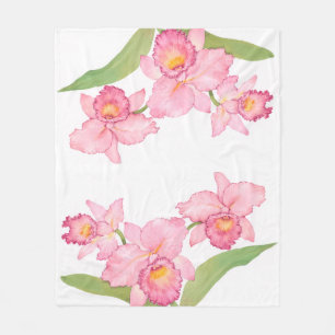 Rosa Exotic Watercolor Flowers Fleecefilt