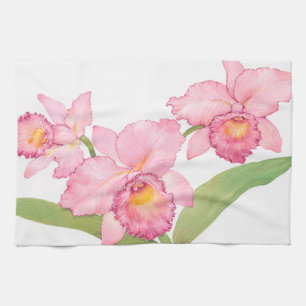 Rosa Exotic Watercolor Flowers Kökshandduk