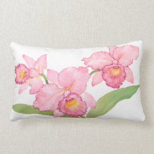 Rosa Exotic Watercolor Flowers Lumbarkudde
