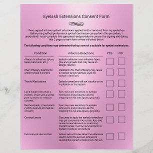 Rosa Eyelash Extension Salon Liability Waiver Reklamblad