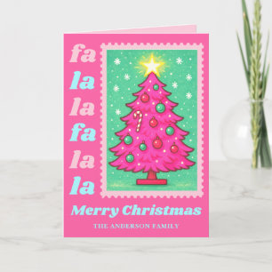 Rosa Fa La Julgran Poscen Frimärke Helgkort