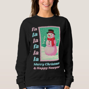 Rosa Fa La La Snömannen Jul Frimärke T Shirt