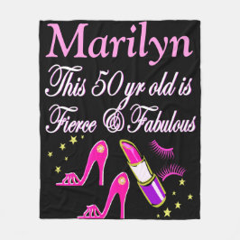 ROSA FABULOUS 50 BIRTHDAY PERSONLIG BLANKET FLEECEFILT