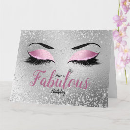  Rosa Fabulous Glitter Öga Large Birthday Kort