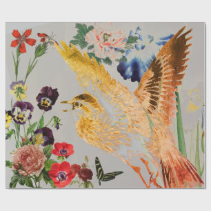 ROSA FÅGEL BUTTERFLIIES som slår in papper Presentpapper