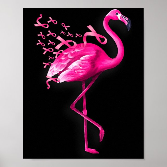 Rosa fågel flamingo bröstcancer medvetenhet  poster (Framsidan)