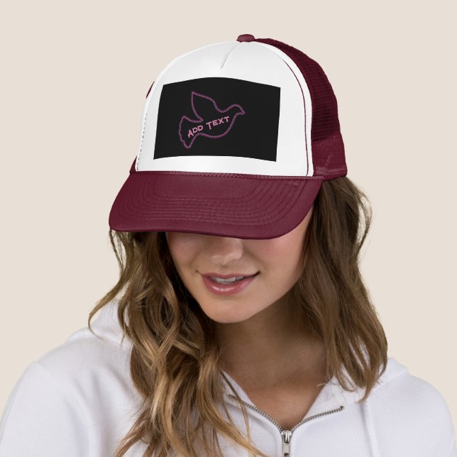 Rosa Fågel flyger med Lägg till egen Text-Cap Härl Keps (In Situ)