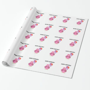 Rosa Fågel med Ballonger Presentpapper