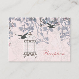 rosa fågelburar, love birds bröllopsmottagningskor tilläggskort