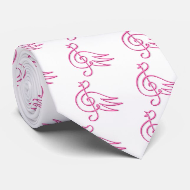 Rosa fågelmusik slips (Rullad)