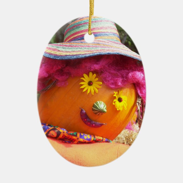 Rosa fågelskrämmadam julgransprydnad keramik (Framsidan)