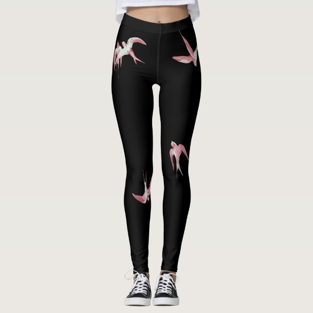 ROSA FÅGLAR LEGGINGS (Framsida)