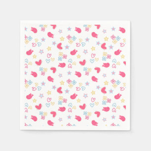 Rosa fåglar och Kärlek Hearts Pappersservett