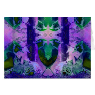 Rosa fåglar - violeten & rosor cyklar hälsningskort