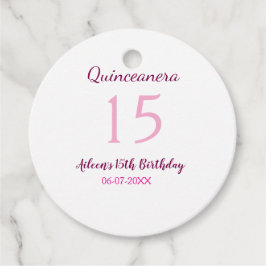 Rosa Fairy 15-årsdag, enkel moder quinceanera Gåvor Etiketter