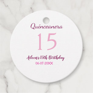 Rosa Fairy 15-årsdag, enkel moder quinceanera Gåvor Etiketter