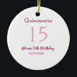 Rosa Fairy 15-årsdag, enkel moder quinceanera Julgransprydnad Keramik<br><div class="desc">gigantisk design</div>