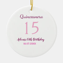 Rosa Fairy 15-årsdag, enkel moder quinceanera Julgransprydnad Keramik