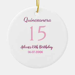 Rosa Fairy 15-årsdag, enkel moder quinceanera Julgransprydnad Keramik