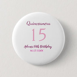 Rosa Fairy 15-årsdag, enkel moder quinceanera Knapp