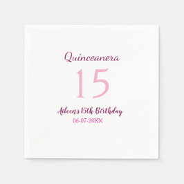 Rosa Fairy 15-årsdag, enkel moder quinceanera Pappersservett