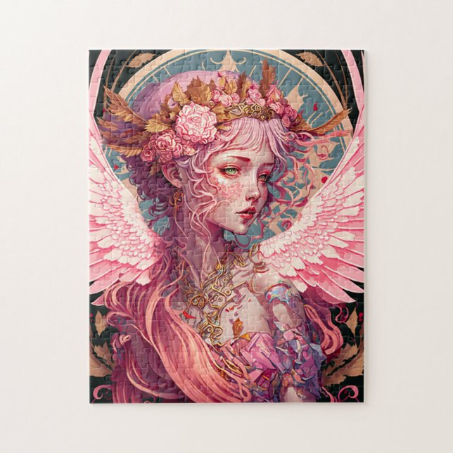 Rosa Fairy Angel Fantasy Art Pussel (Vertikal)