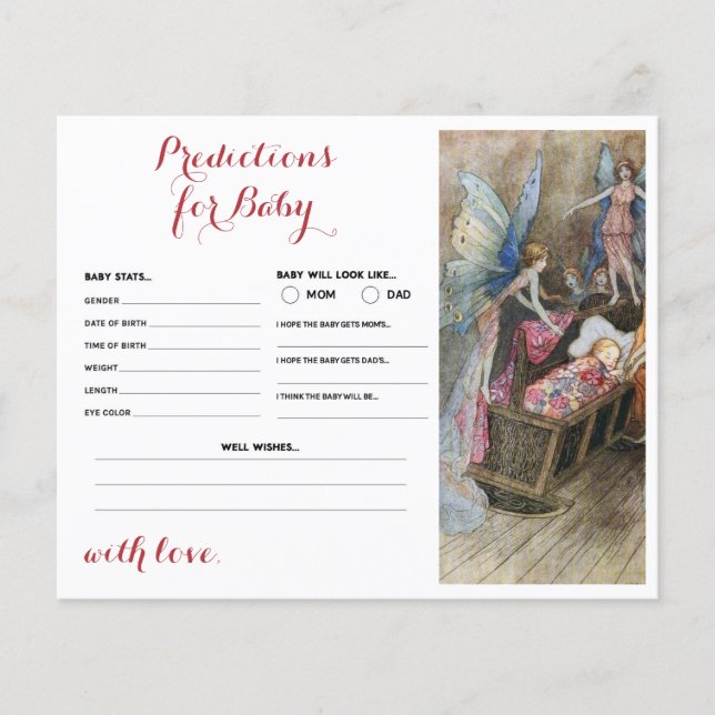 Rosa Fairy Baby Blating Predictions för Baby Card (Framsida)