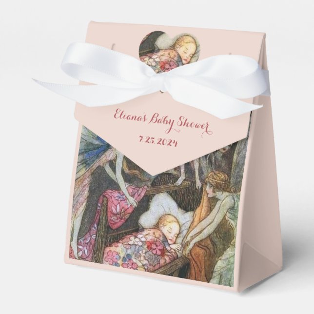 Rosa Fairy Baby Blessings Baby Shower Presentaskar (Framsidan Sidan)