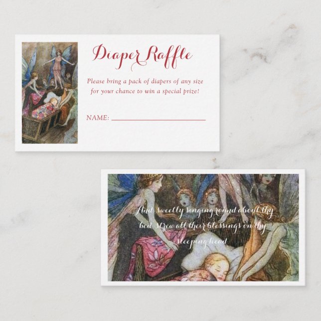 Rosa Fairy Baby Blessings Diaper Raffle Tilläggskort (Fram/baksida)