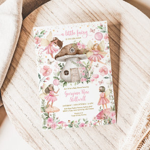 Rosa Fairy Baby Shower Enchanted Forest Tea Party Inbjudningar