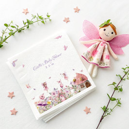 Rosa Fairy Baby Shower Pappra blöjor Pappersservett