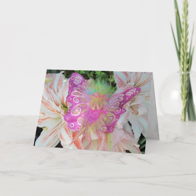 Rosa Fairy Birthday Önskemål Card Kort (Framsida)