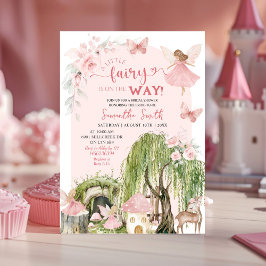  Rosa Fairy Enchanted Forest Baby Shower Inbjudningar