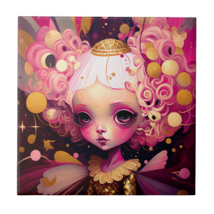 Rosa Fairy Fantasy Art Kakelplatta