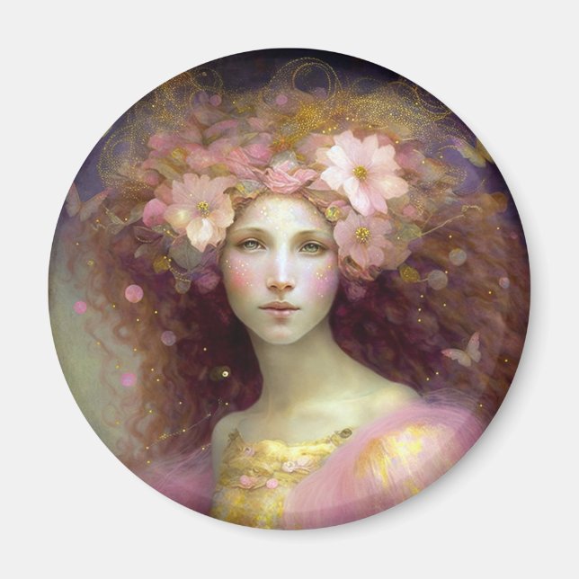 Rosa Fairy Fantasy Art Magnet (Framsidan)