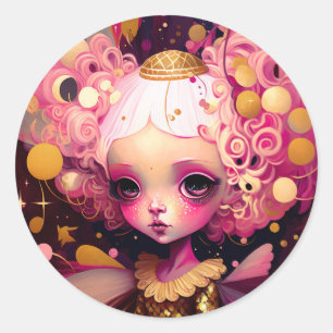 Rosa Fairy Fantasy Art Runt Klistermärke