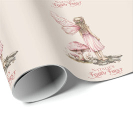 Rosa Fairy First Födelsedagsfest Personlig Presentpapper