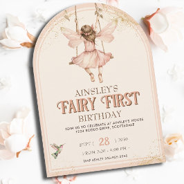Rosa Fairy First, första födelsedag i Party Inbjudningar