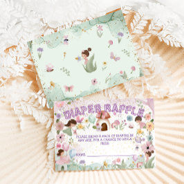Rosa Fairy Flicka Shower Flower Diaper Raffle Tilläggskort
